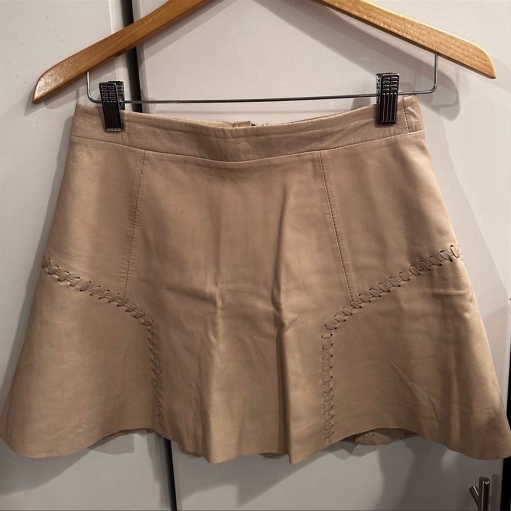 Zara genuine leather A-line skirt with beautiful side details